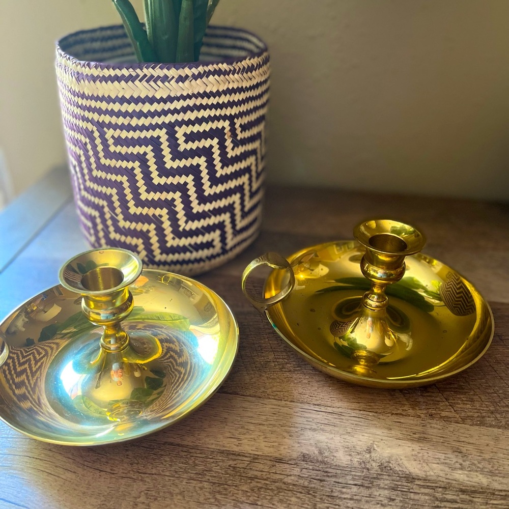 Gold Brass Candle Holders